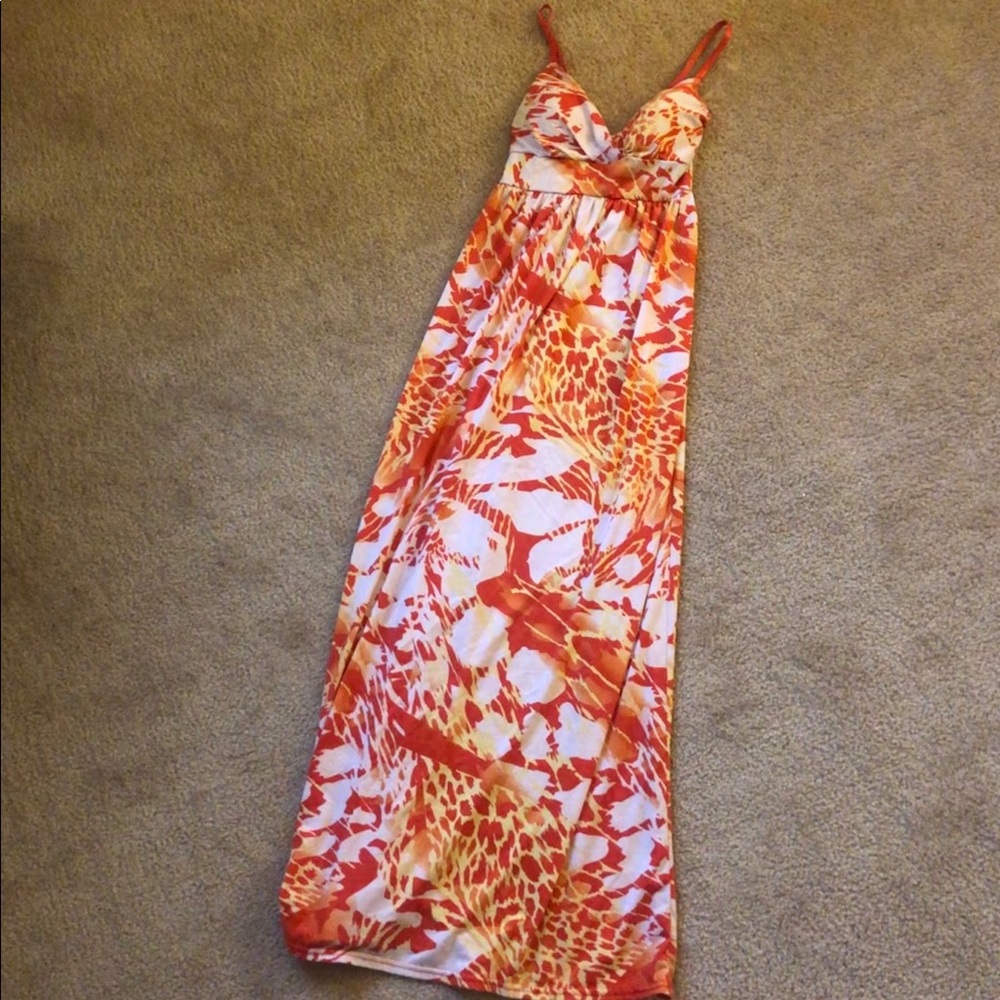 Orange printed maxi dress